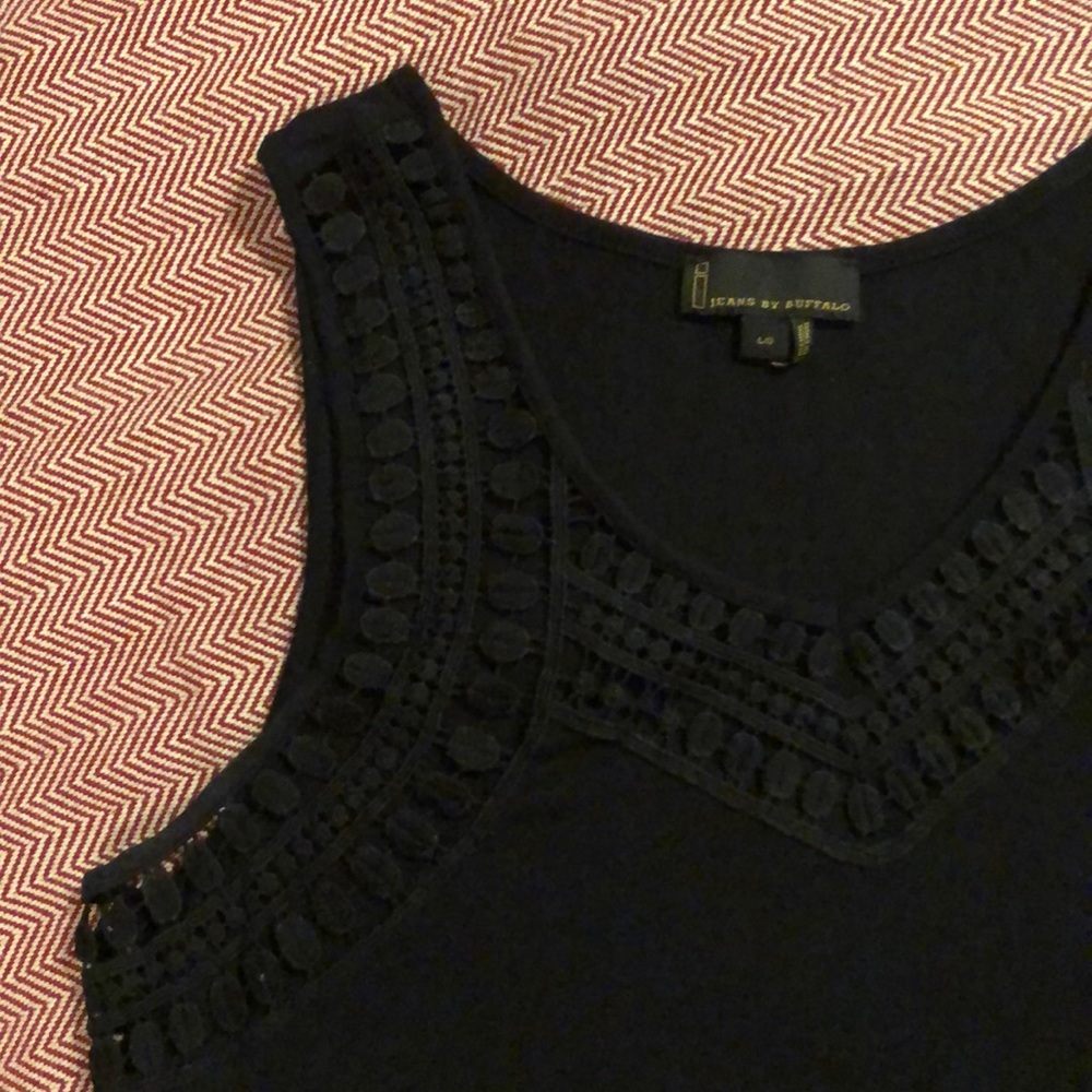 Long flowy tank with crochet detail